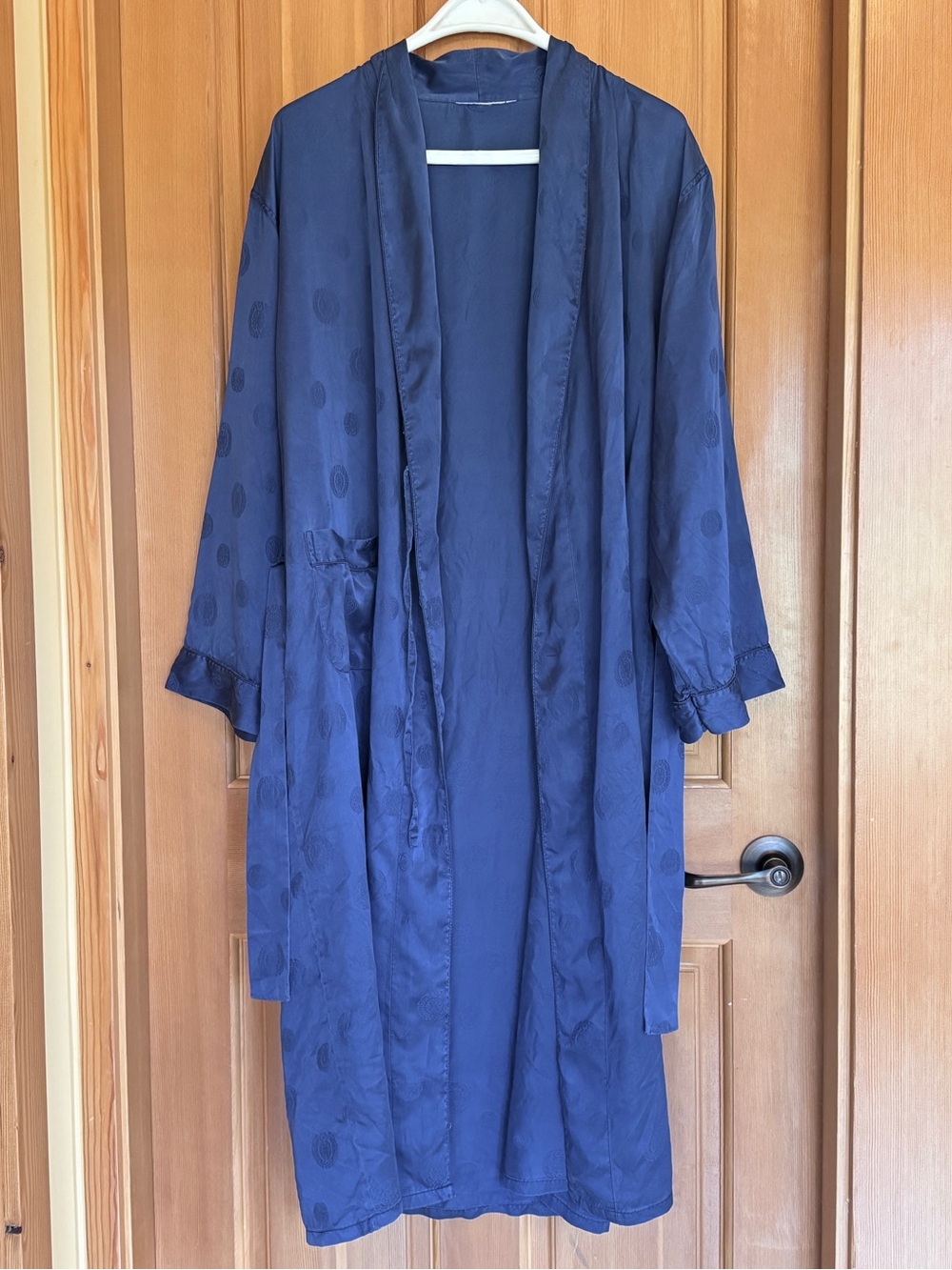 Vintage 100% Silk Navy Robe Duster Jacket